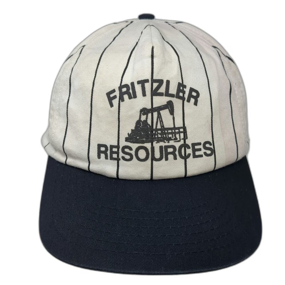 Cobra Caps 5 Panel White One Size Pinstripe Oil Pump Jack Graphic Snapback hat